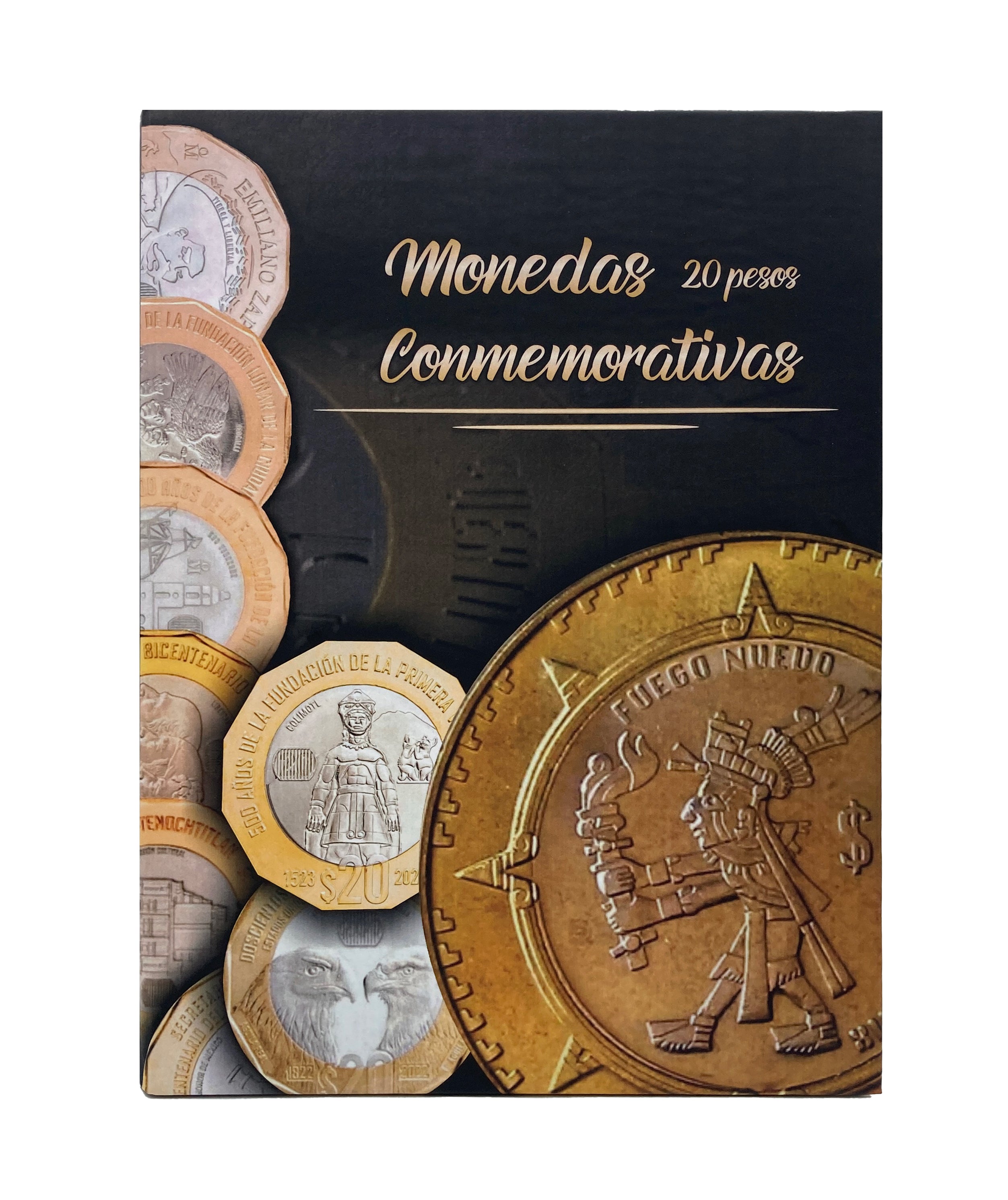 Álbum para monedas conmemorativas de $20 pesos mexicanos actualizado, incluye 21 espacios para monedas actuales, 2 para futuras ediciones y 1 espacio para el billete conmemorativo de $20 pesos. Fabricado en cartón rígido con impresión offset y suaje preciso, ideal para coleccionistas y numismáticos. Álbum para monedas conmemorativas de $20 pesos mexicanos actualizado, incluye 21 espacios para monedas actuales, 2 para futuras ediciones y 1 espacio para el billete conmemorativo de $20 pesos. Fabricado en cartón rígido con impresión offset y suaje preciso, ideal para coleccionistas y numismáticos.